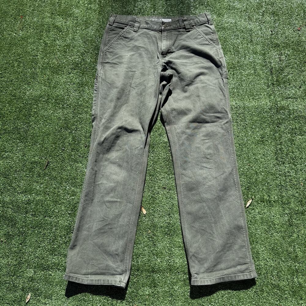 Carhartt Rugged Flex Relaxed Fit Duck Work Pants Men's 32x32 Moss Green 103279